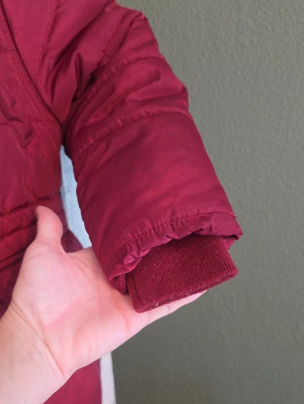 Carter's Hooded Puffer Jacket in Burgundy with Faux-Fur Trim